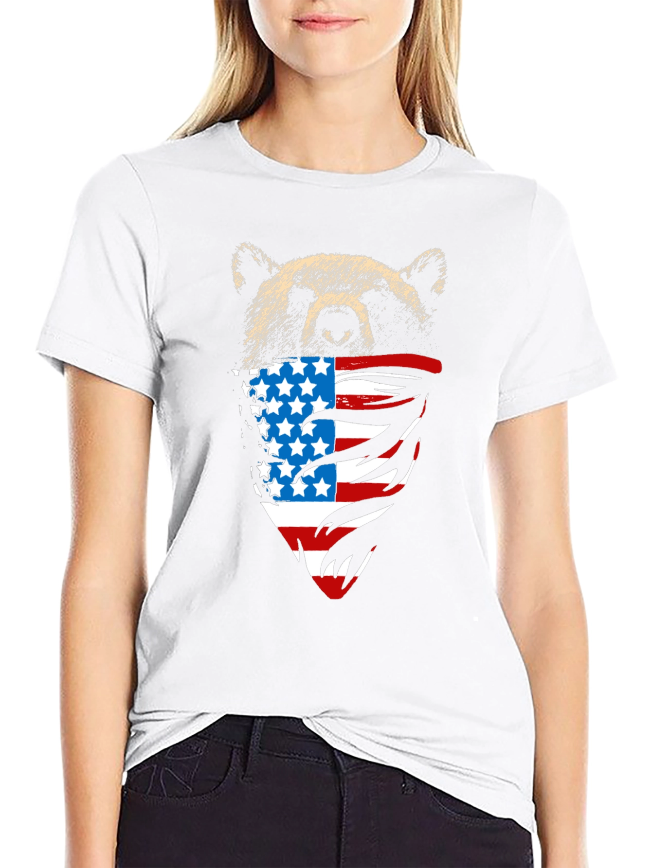 Bear American Flag Graphic Tee