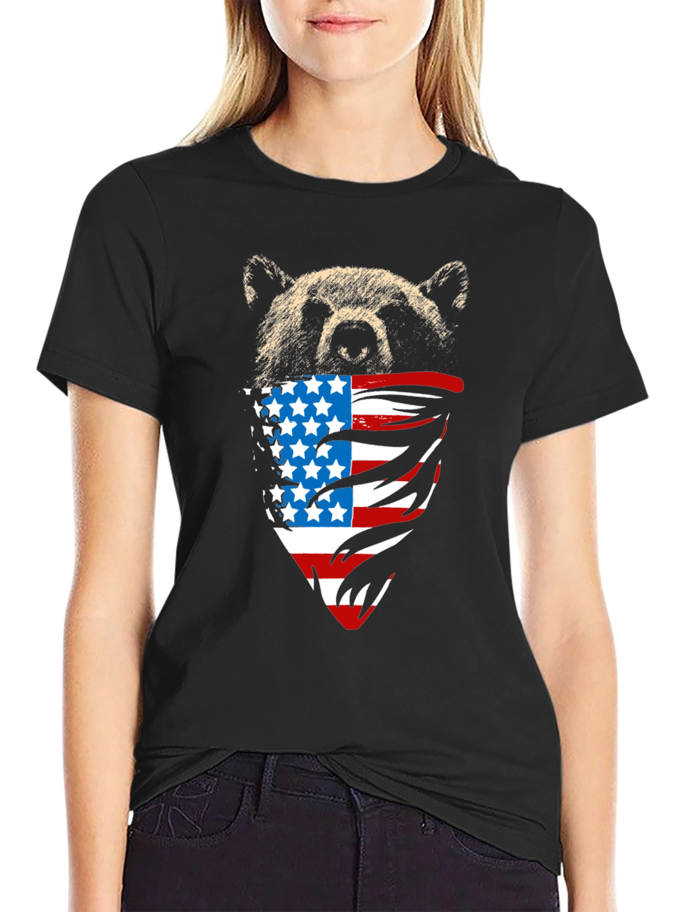 Bear American Flag Graphic Tee