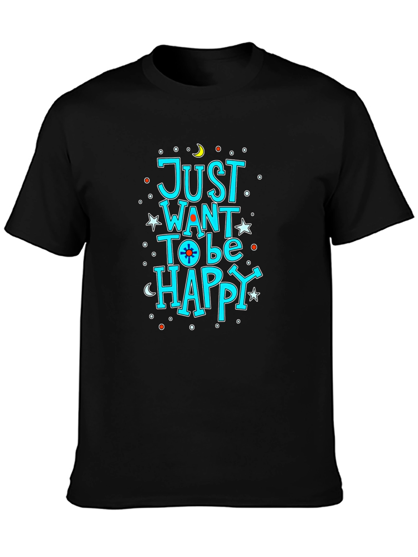 Just Want to be Happy Graphic T-Shirt - Black