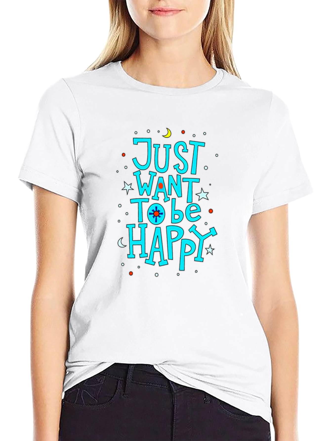 Just Want to be Happy Graphic T-Shirt - Black
