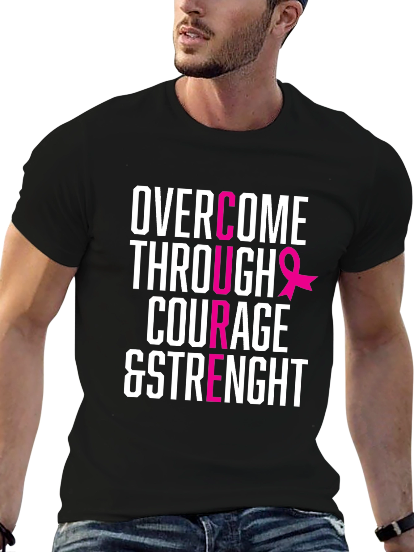 Courage & Strength Breast Cancer Awareness T-Shirt