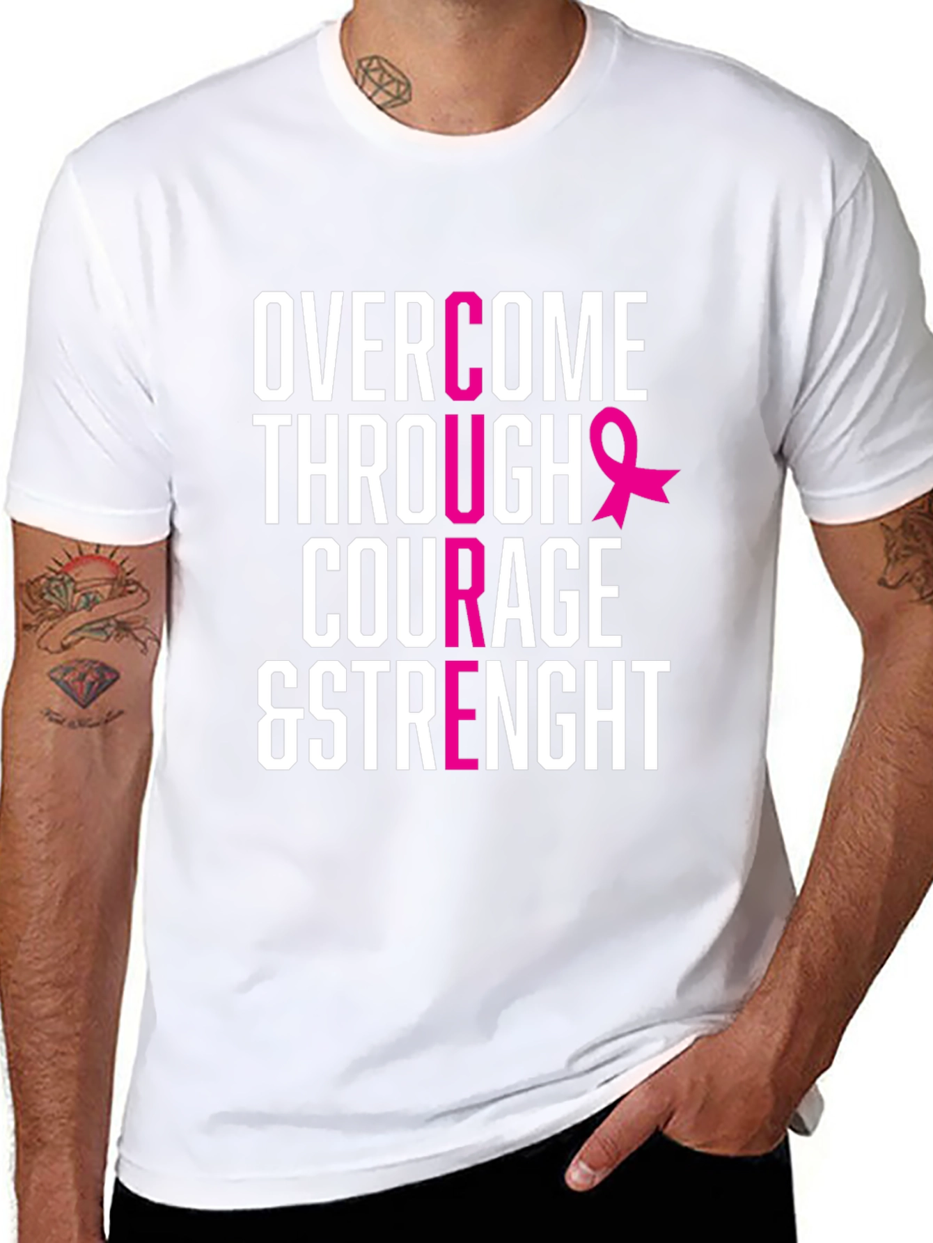 Courage & Strength Breast Cancer Awareness T-Shirt