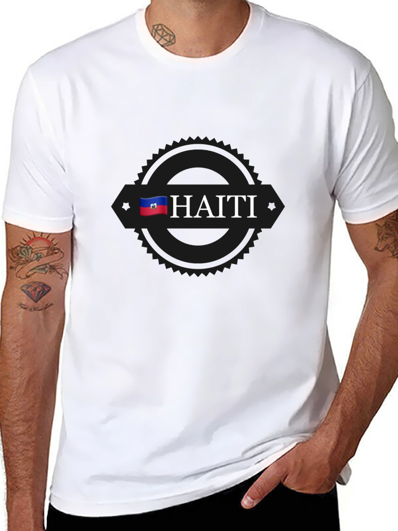Haiti Flag T-Shirt - Black