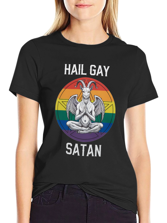 Hail Gay Satan Graphic Tee - Pride Baphomet Shirt