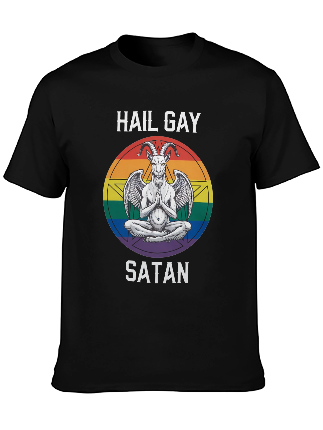 Hail Gay Satan Graphic Tee - Pride Baphomet Shirt