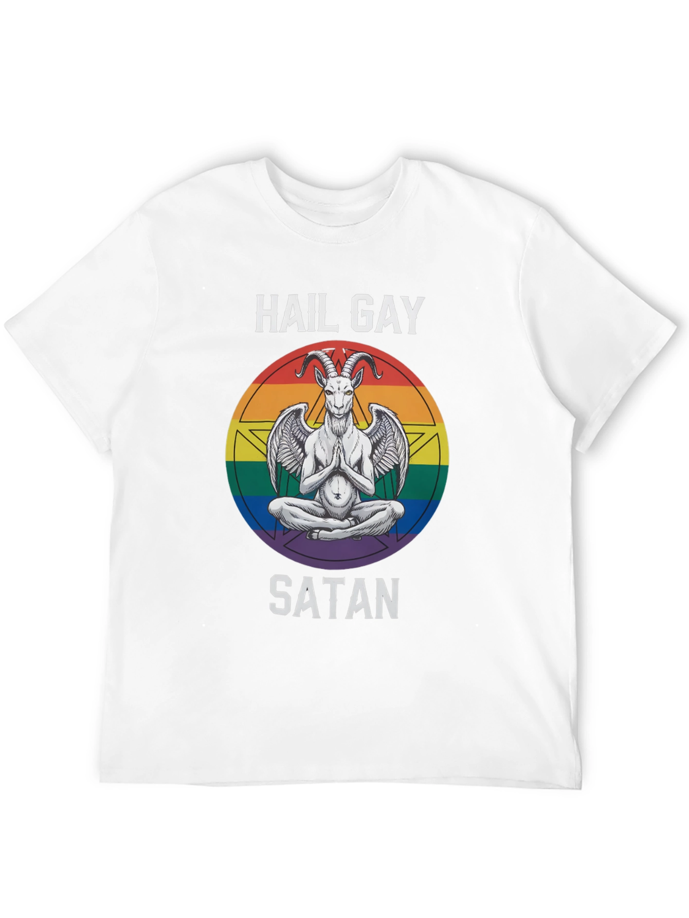 Hail Gay Satan Graphic Tee - Pride Baphomet Shirt