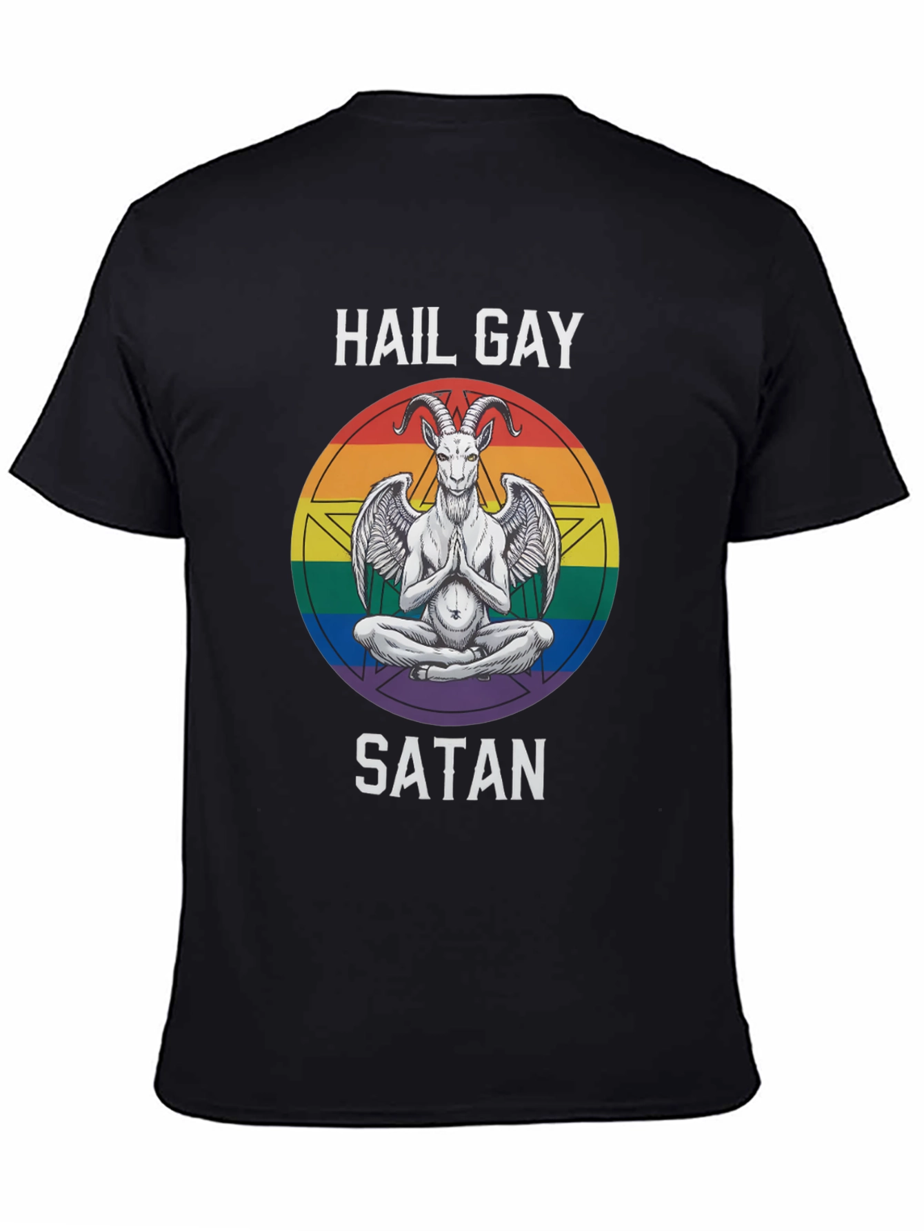 Hail Gay Satan Graphic Tee - Pride Baphomet Shirt