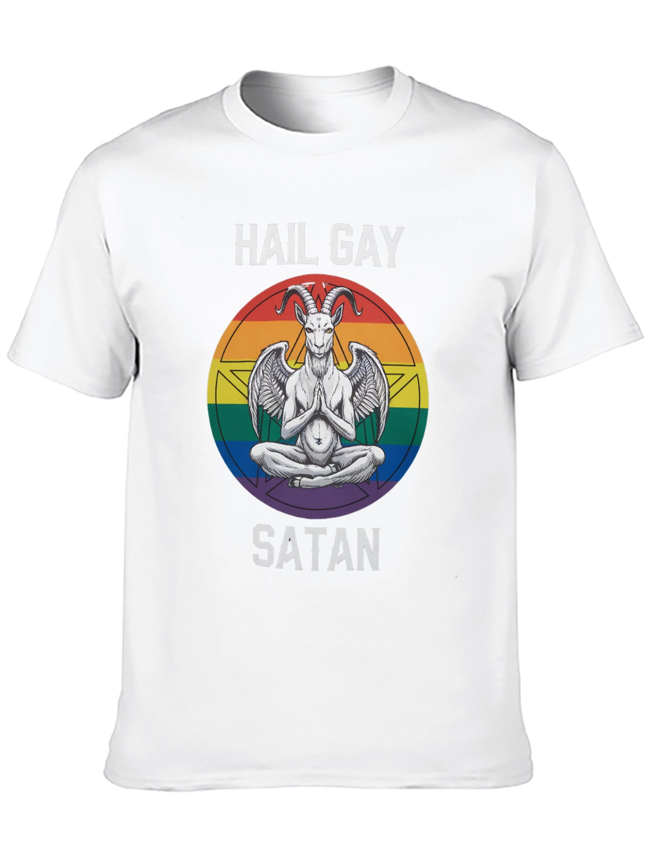 Hail Gay Satan Graphic Tee - Pride Baphomet Shirt