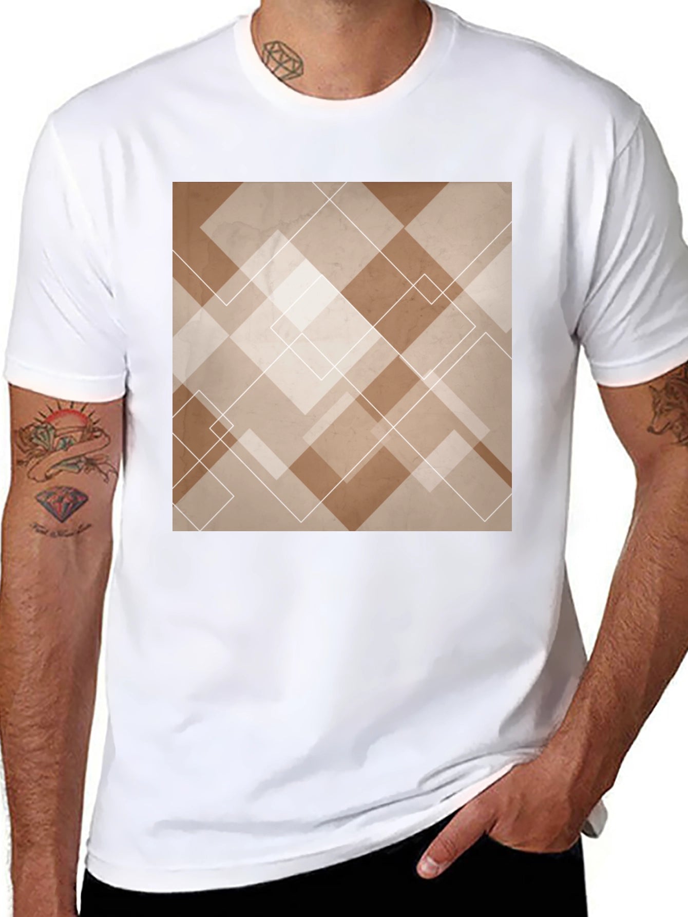 Abstract Geometric Pattern Black T-Shirt