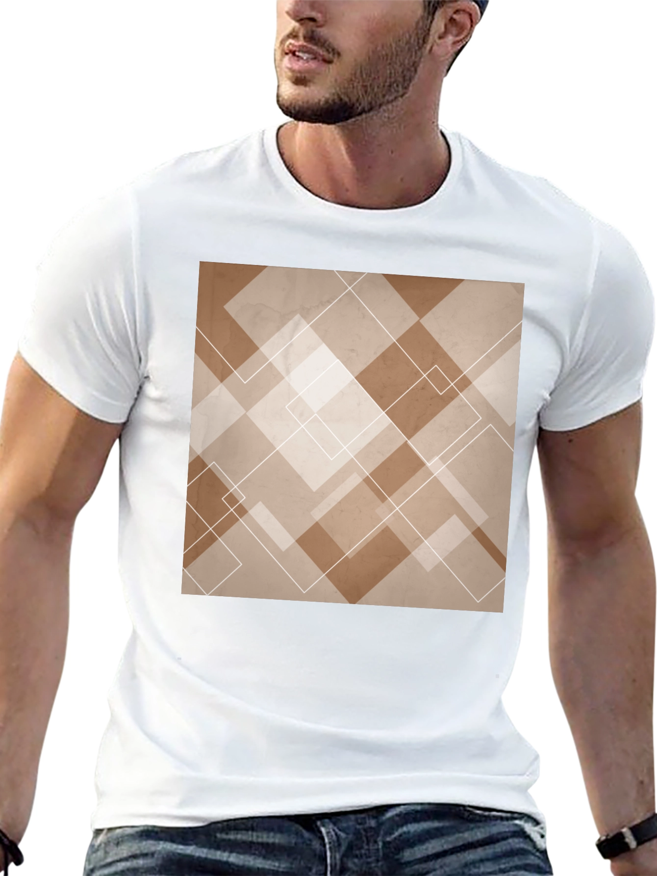 Abstract Geometric Pattern Black T-Shirt