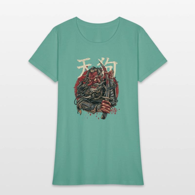 Armored Red Tengu Samurai Warrior Sunset