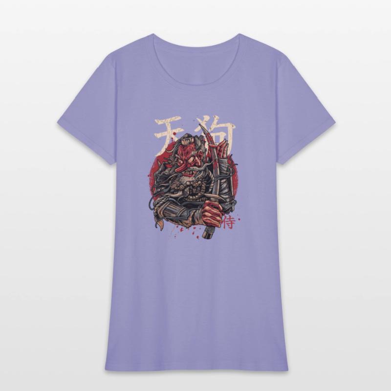 Armored Red Tengu Samurai Warrior Sunset