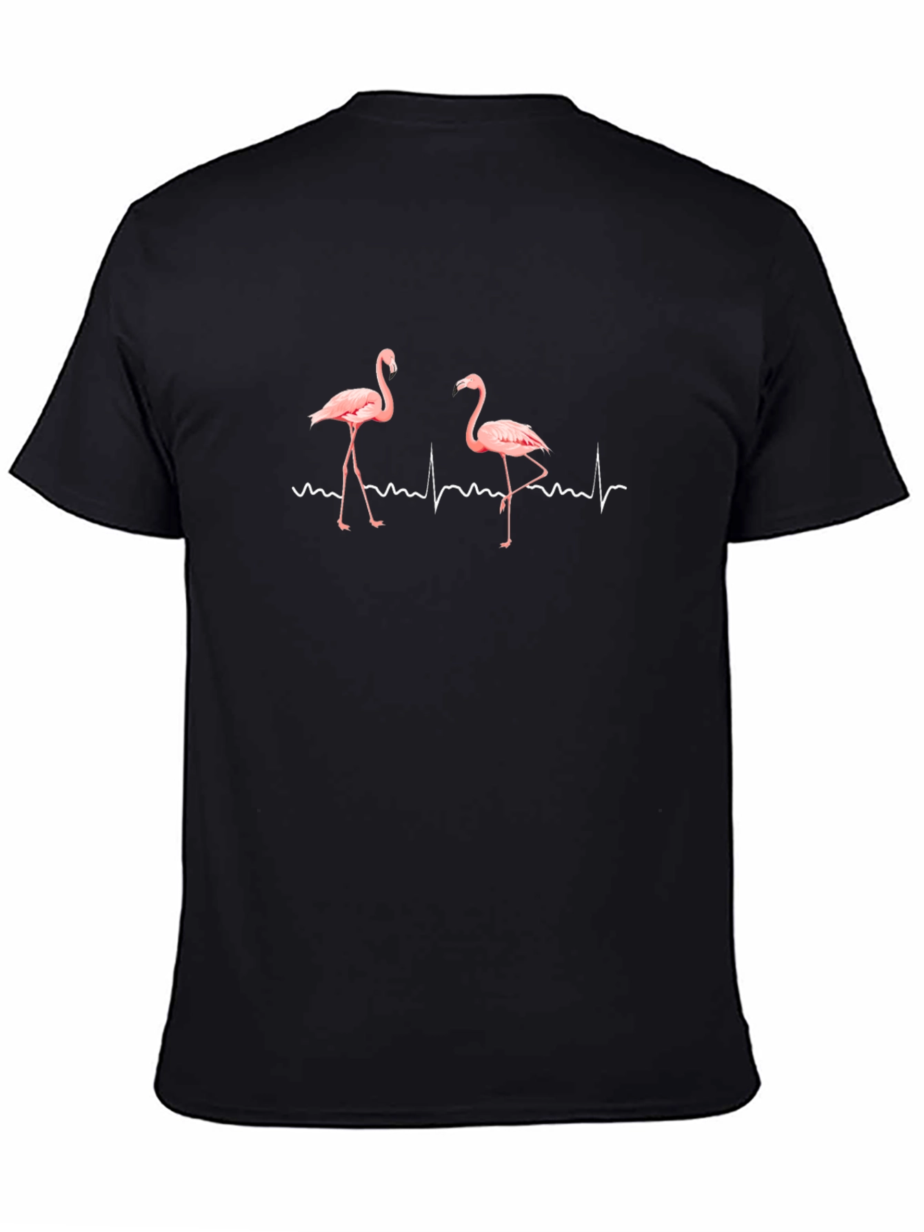 Flamingo Heartbeat Graphic Tee - Black