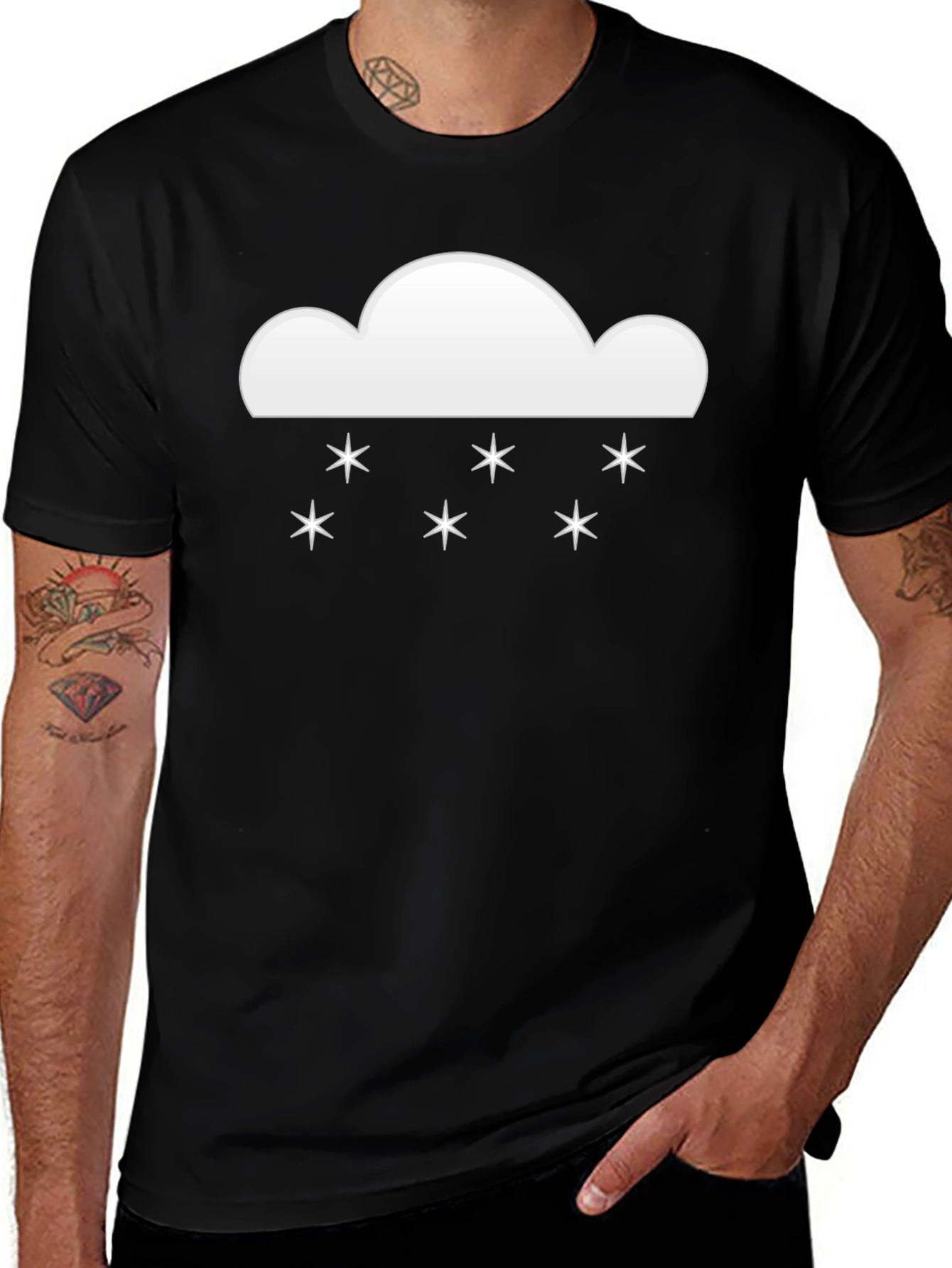 Snowy Cloud Graphic Tee - Black