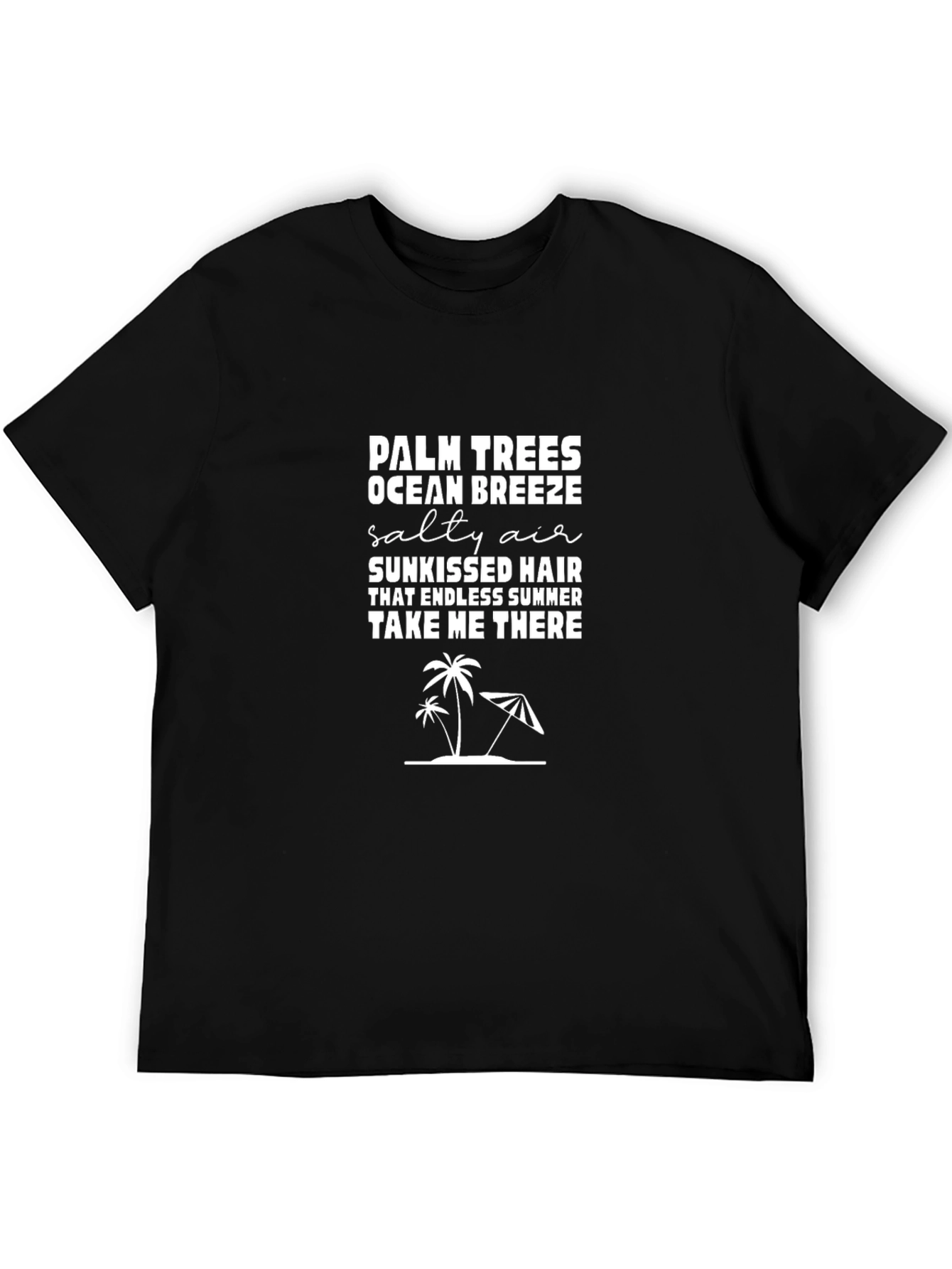 Palm Trees Ocean Breeze Black Graphic Tee