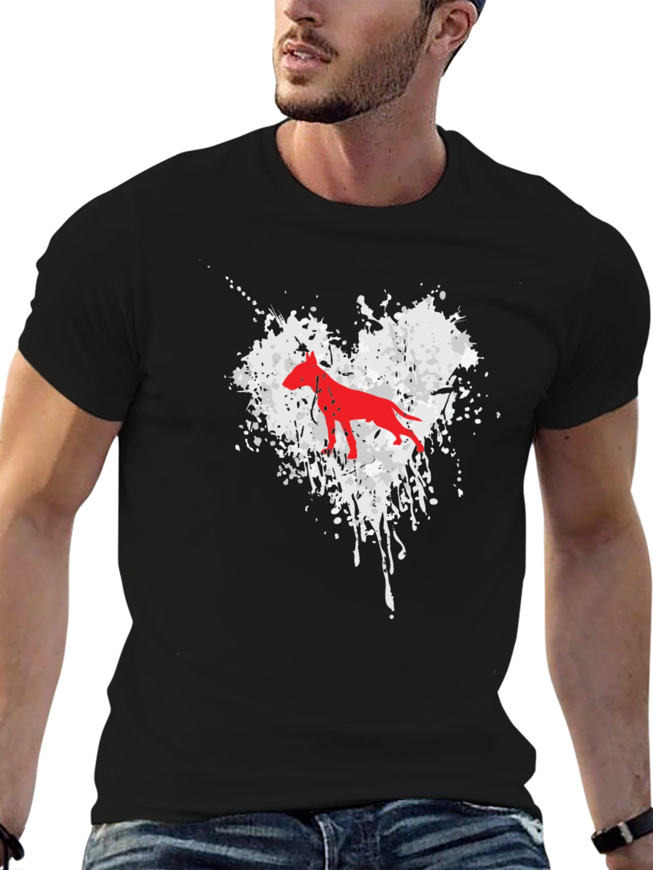 Dog Heart Splatter Graphic T-Shirt - Unisex Black Tee