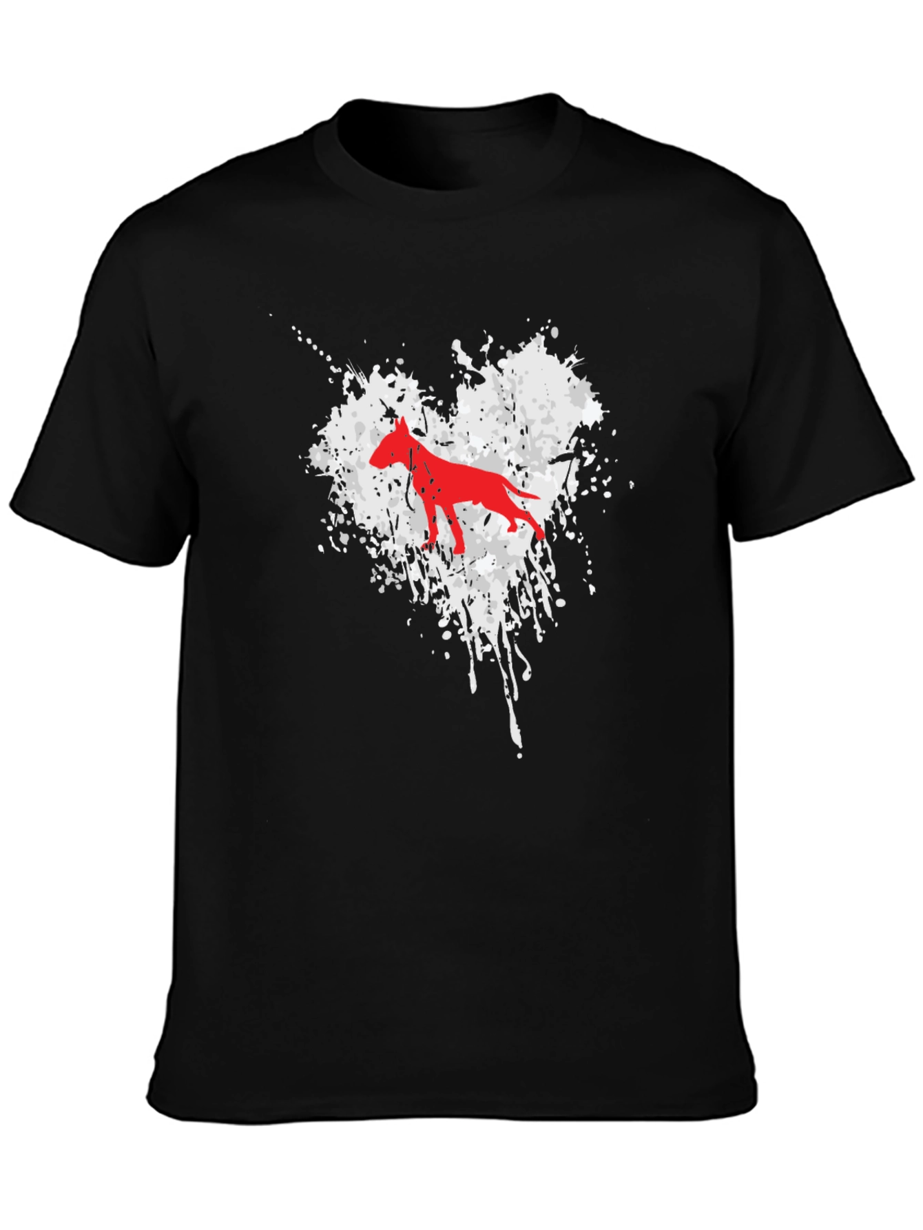 Dog Heart Splatter Graphic T-Shirt - Unisex Black Tee