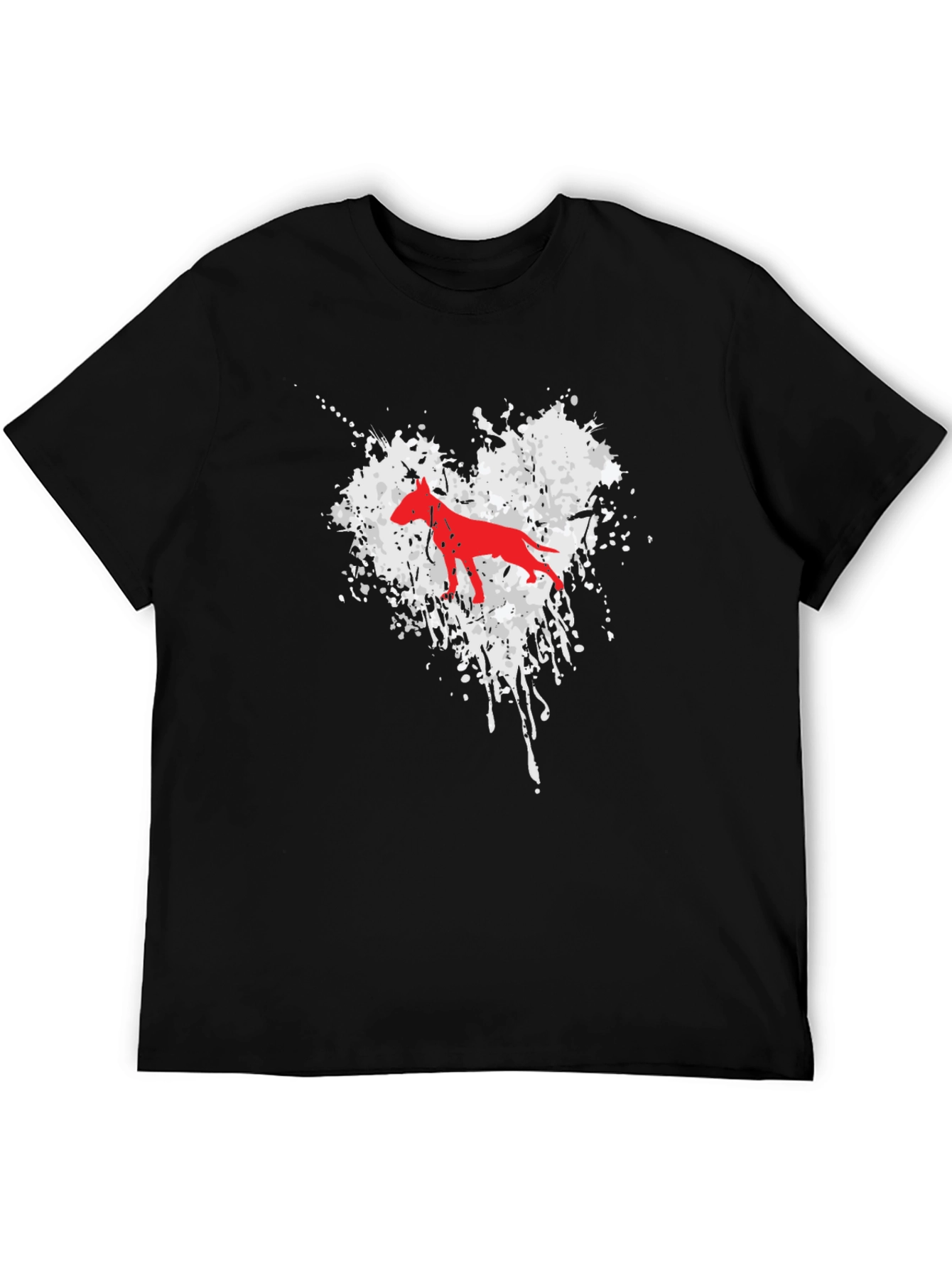 Dog Heart Splatter Graphic T-Shirt - Unisex Black Tee