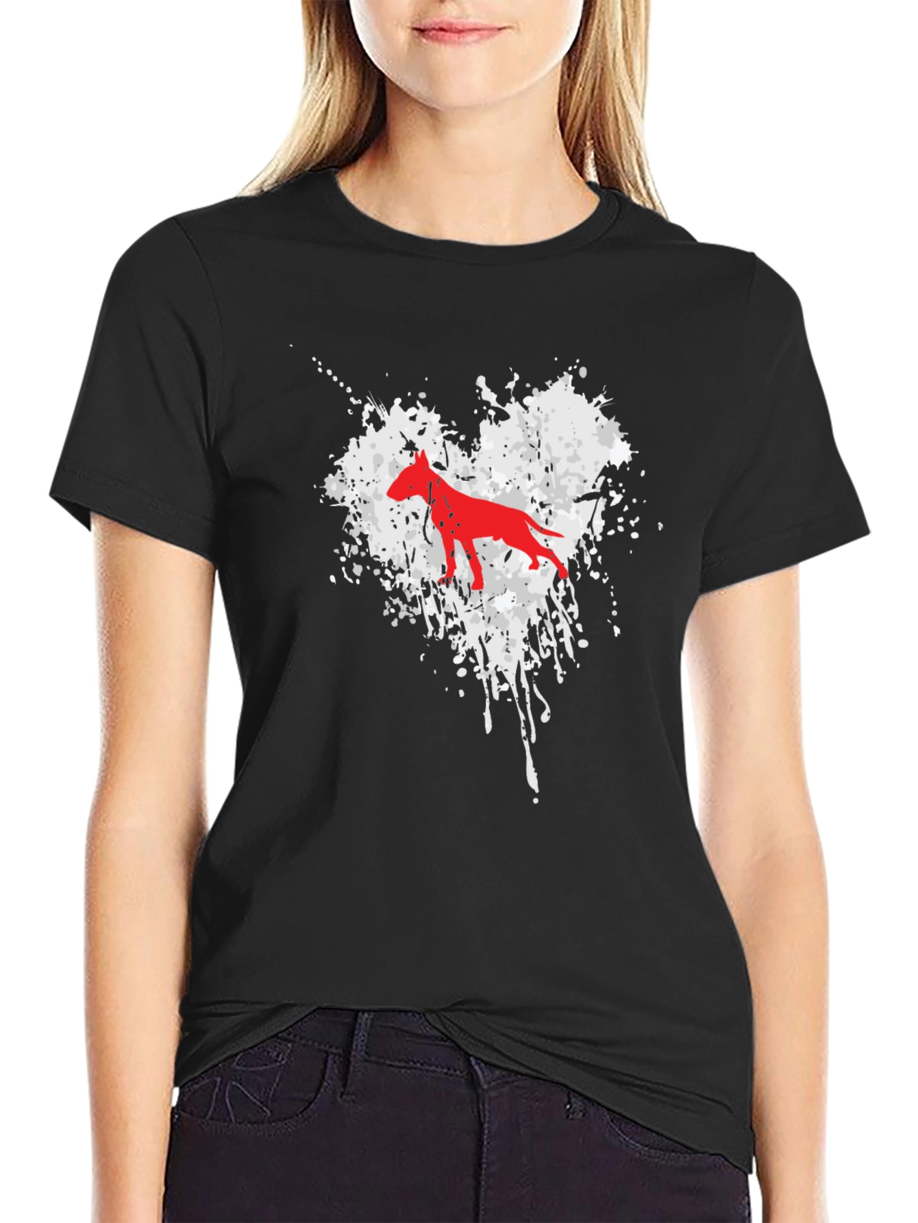 Dog Heart Splatter Graphic T-Shirt - Unisex Black Tee
