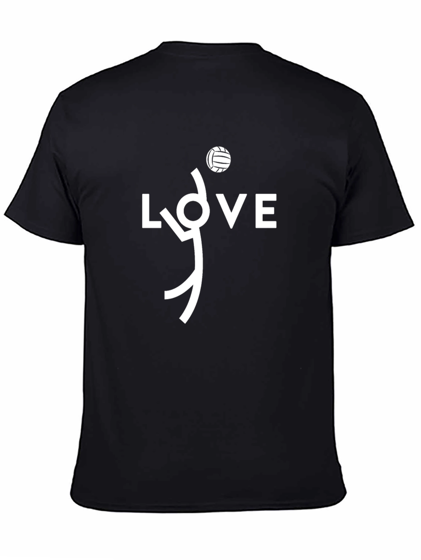 Volleyball LOVE Graphic Tee - Black Cotton T-Shirt