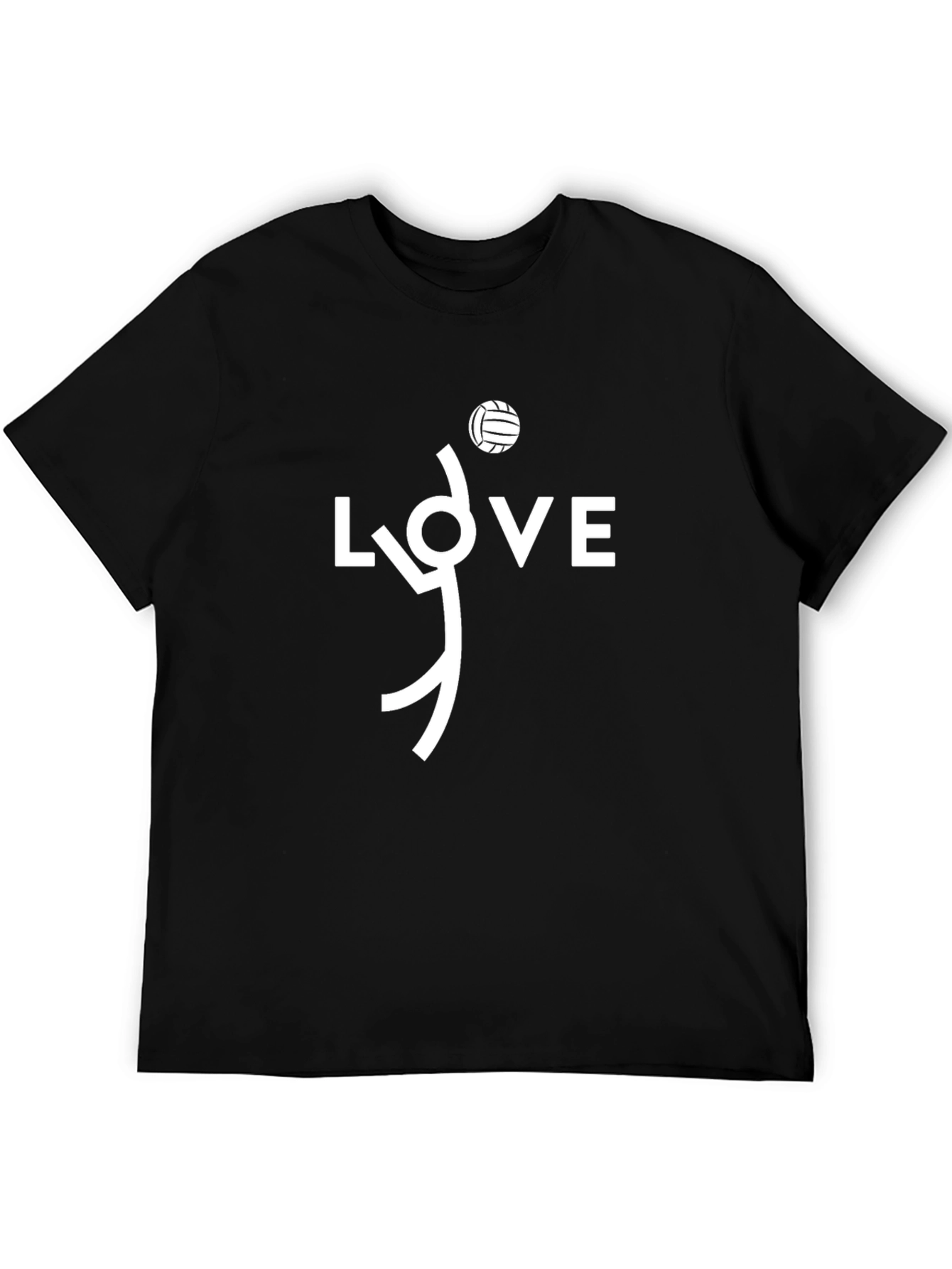 Volleyball LOVE Graphic Tee - Black Cotton T-Shirt