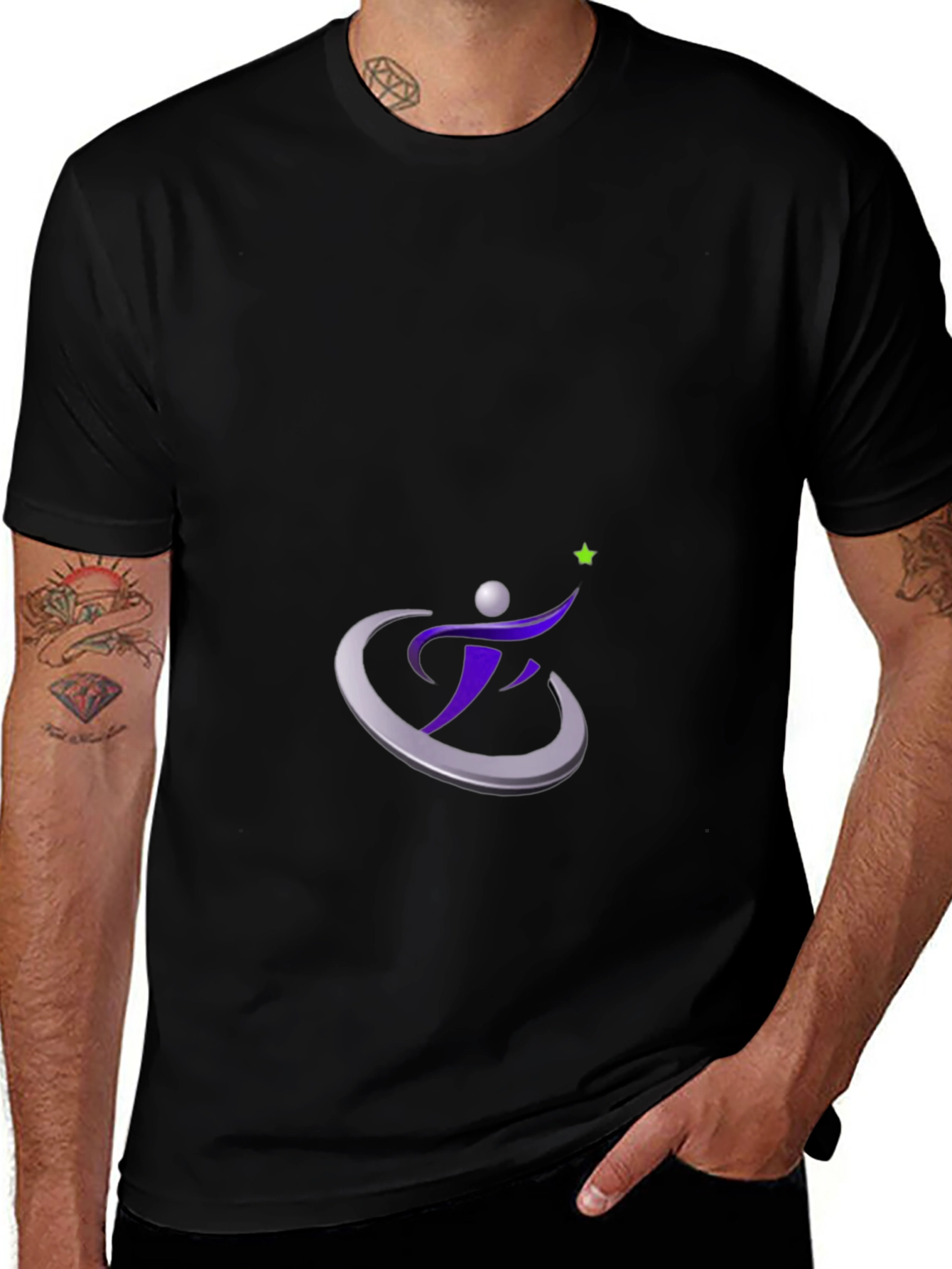 Stylish Black T-Shirt with Motivational Star Design