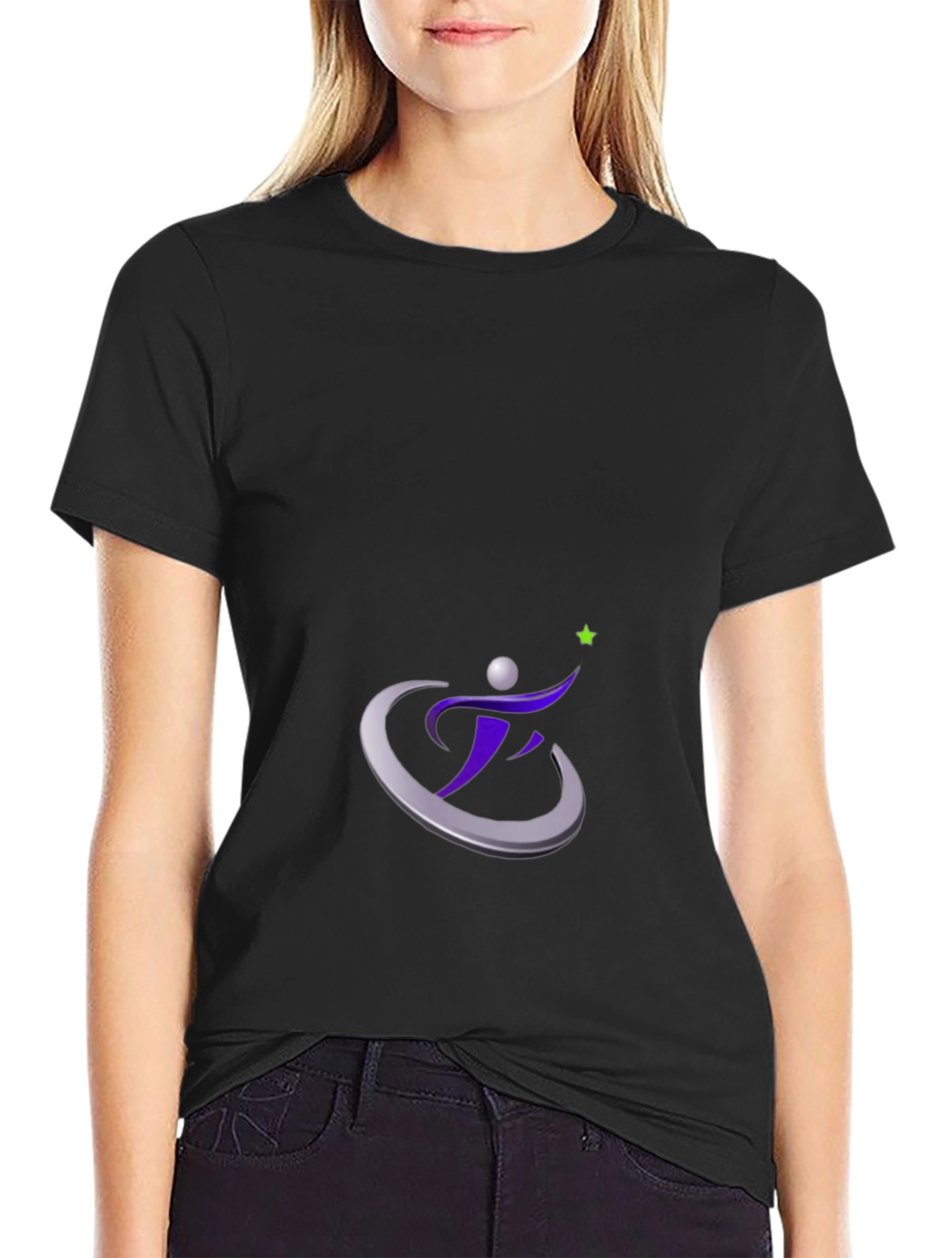 Stylish Black T-Shirt with Motivational Star Design