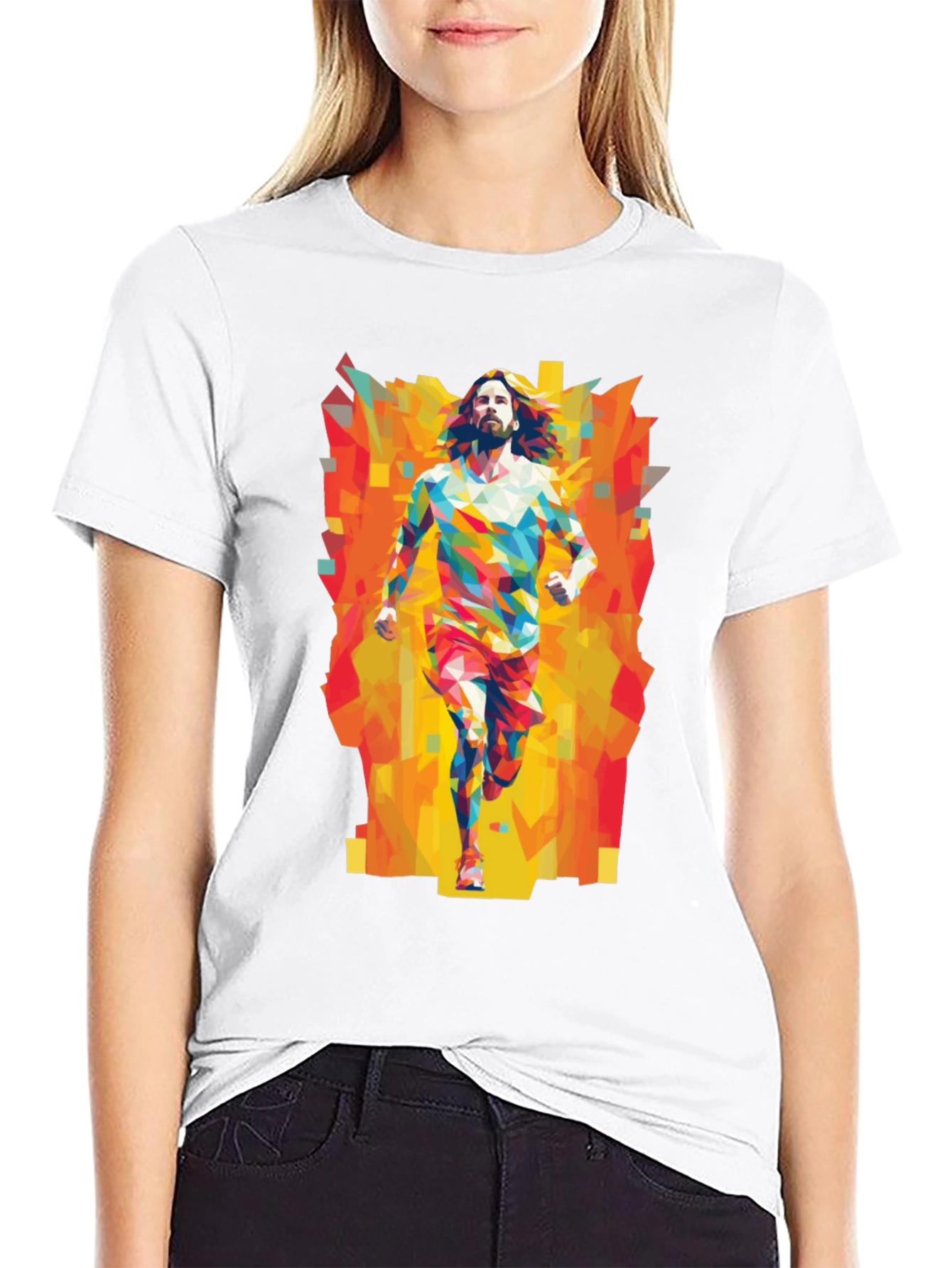 Geometric Runner Graphic Tee - Black Casual Shirt