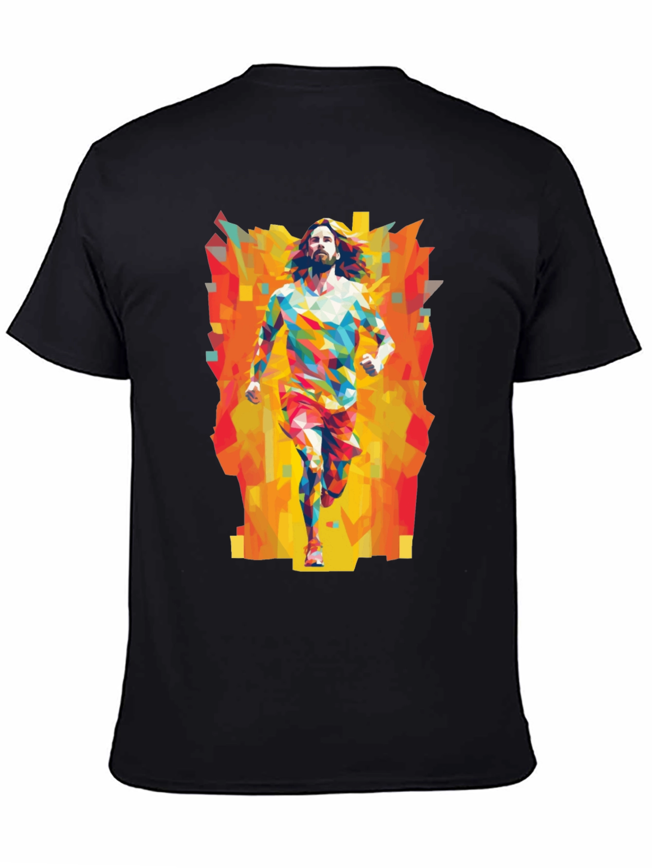 Geometric Runner Graphic Tee - Black Casual Shirt