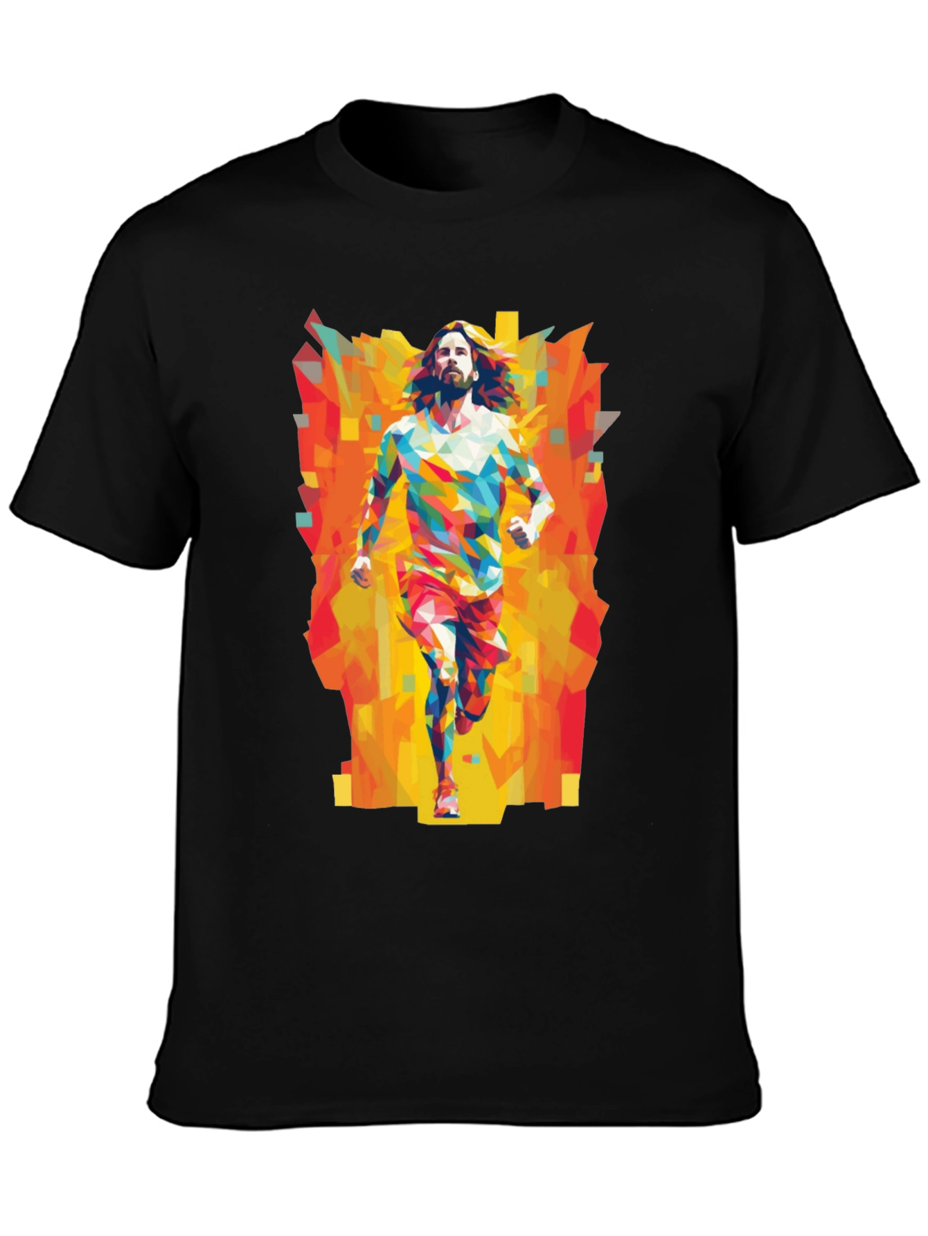 Geometric Runner Graphic Tee - Black Casual Shirt