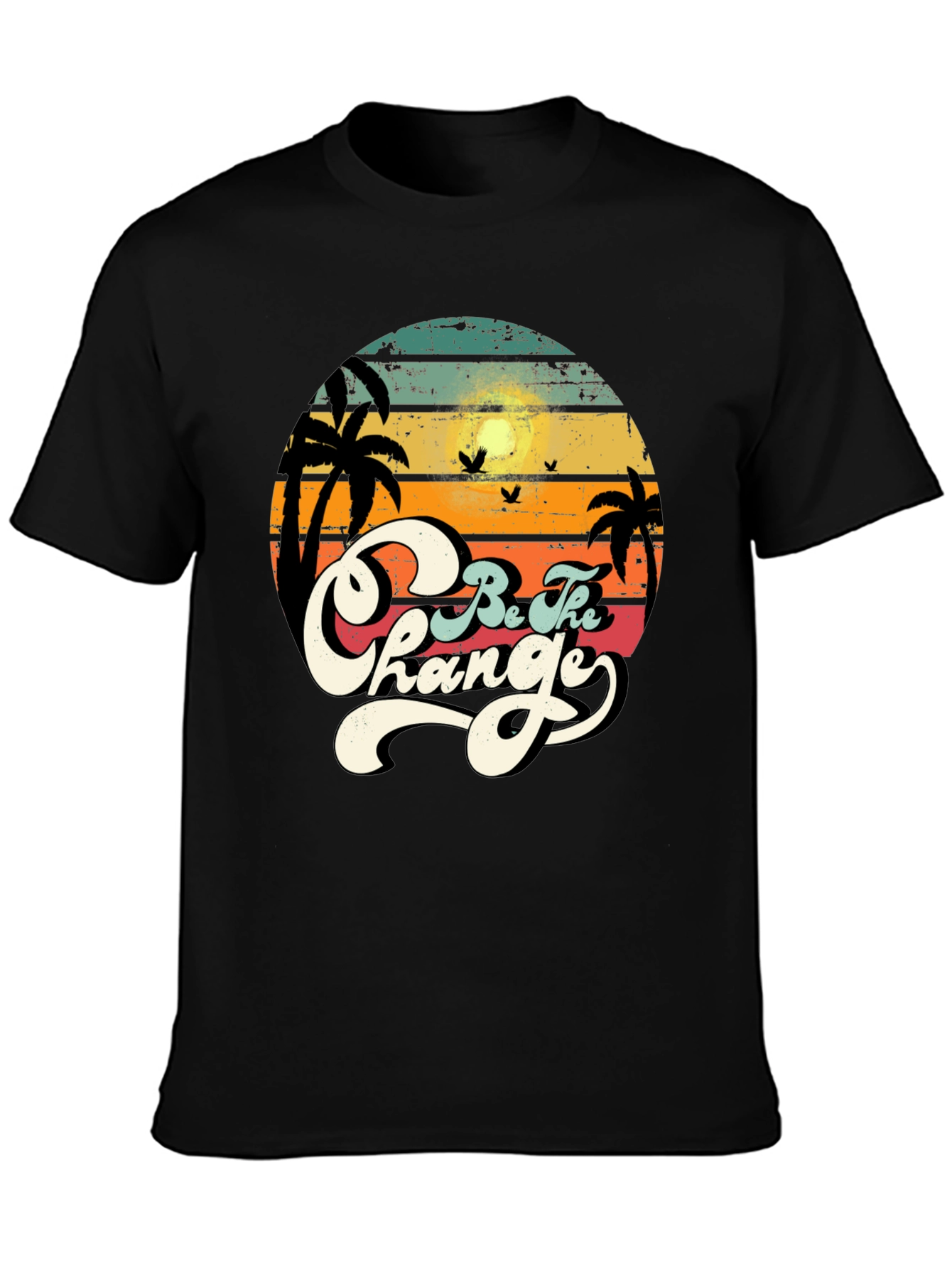 Retro Sunset Be The Change Graphic T-Shirt