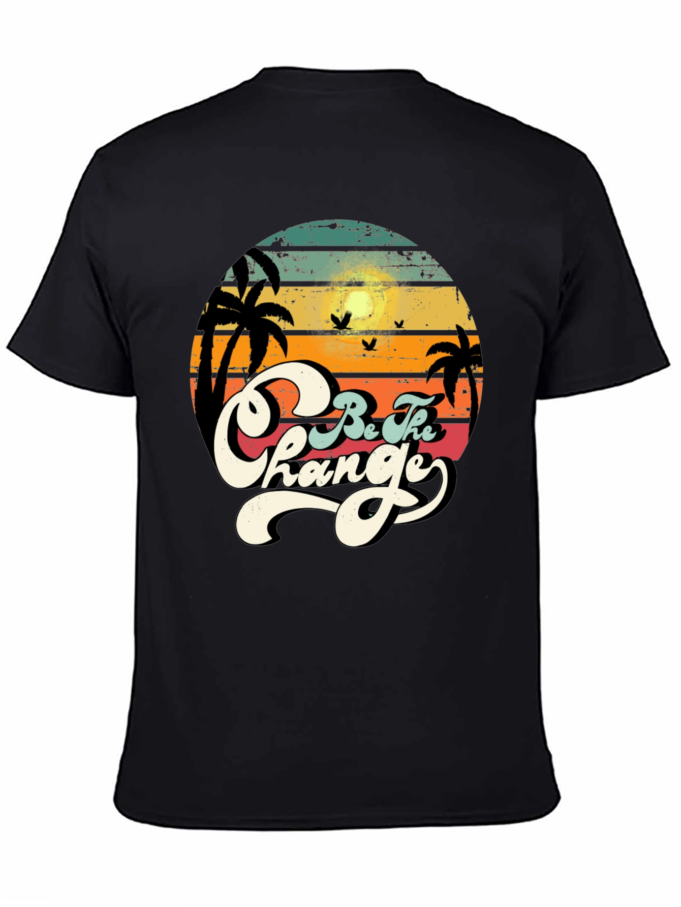 Retro Sunset Be The Change Graphic T-Shirt
