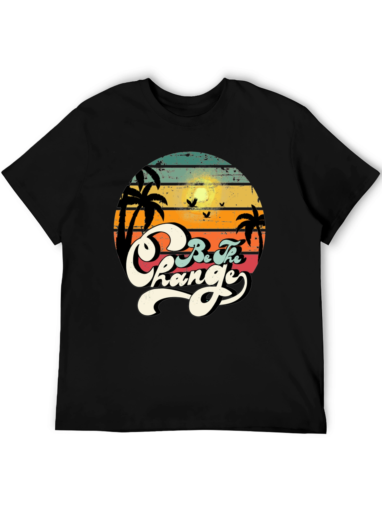 Retro Sunset Be The Change Graphic T-Shirt