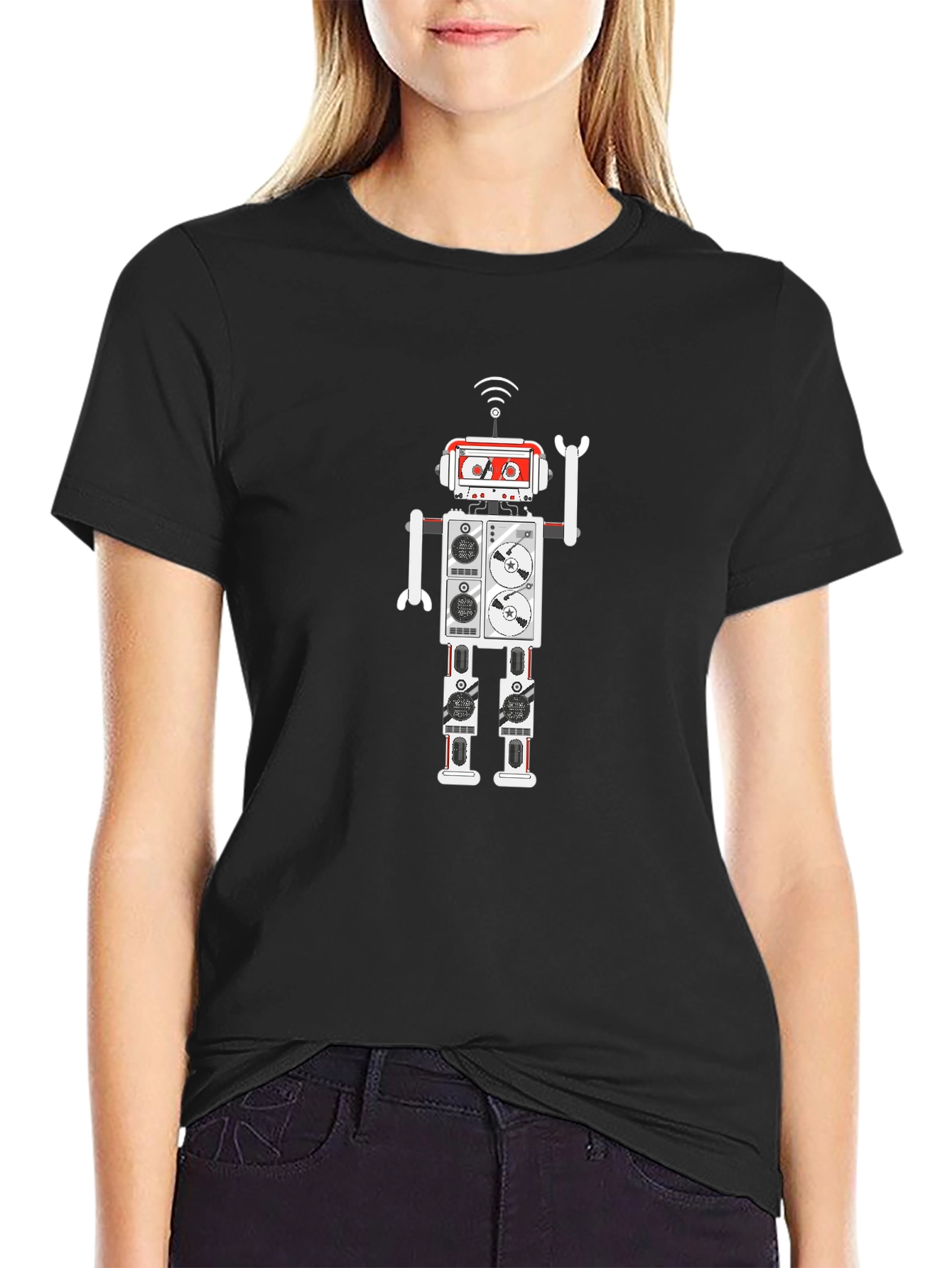 Retro Robot Graphic T-Shirt - Cool Music Lover Tee