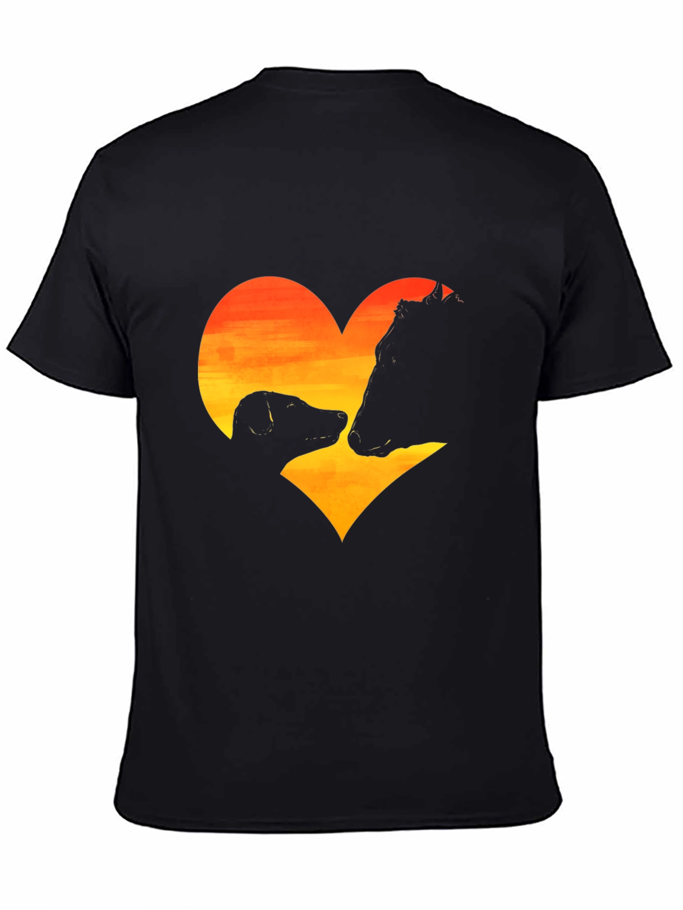 Dog & Cow Heart Graphic Black T-Shirt