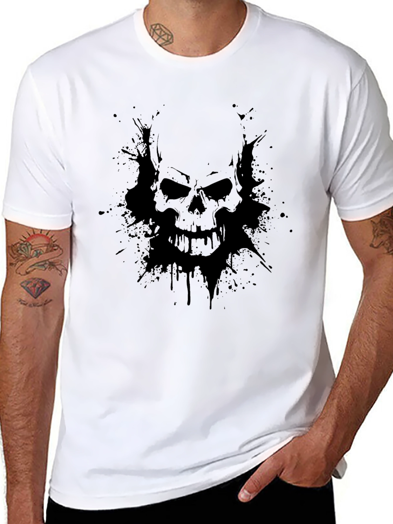 Black Skull Graphic Tee - Edgy Streetwear