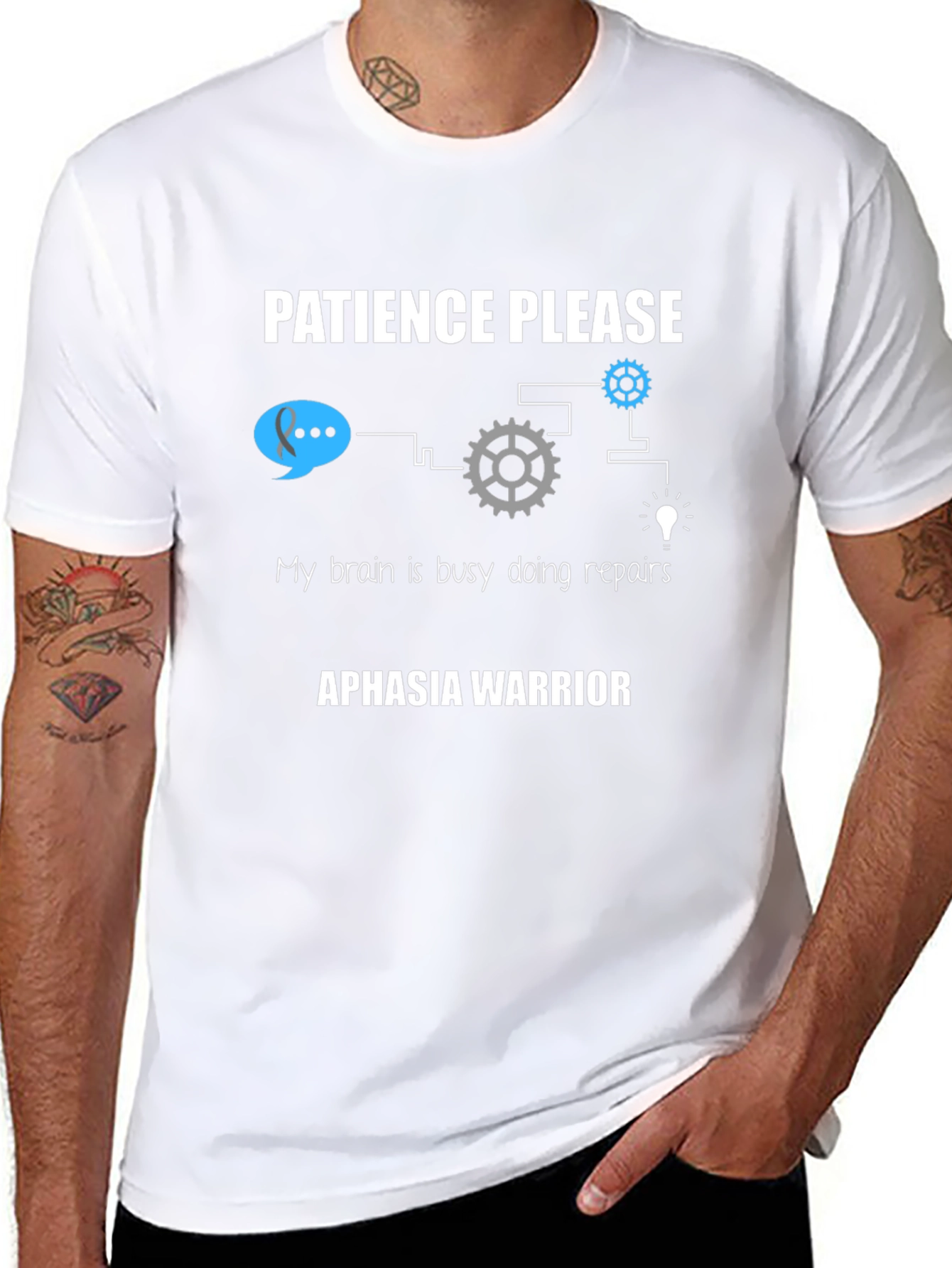 Aphasia Warrior T-Shirt - Patience Please Brain Repairs