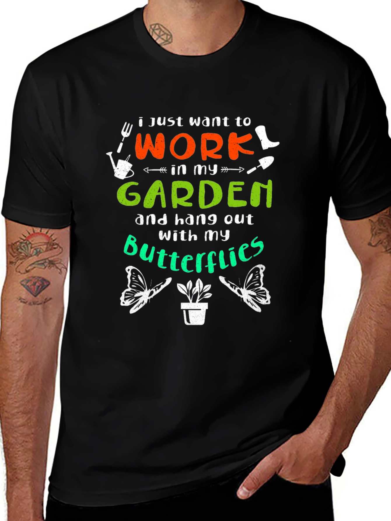Gardening Lover T-Shirt - Butterflies and Garden