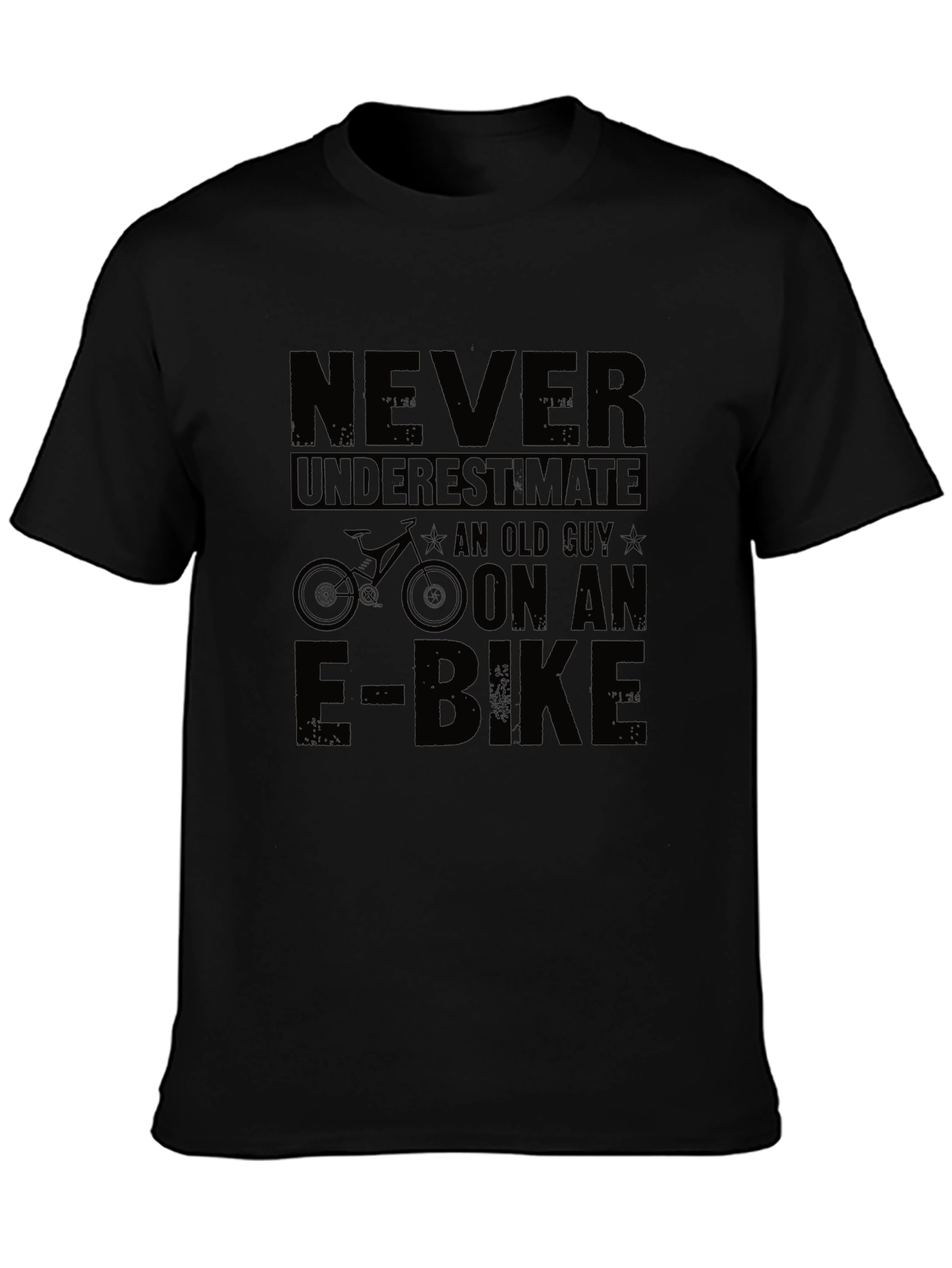 Never Underestimate Old Guy on E-Bike Black T-Shirt