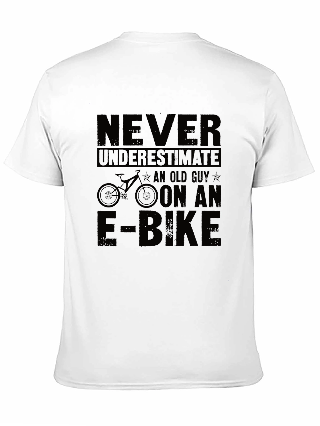 Never Underestimate Old Guy on E-Bike Black T-Shirt