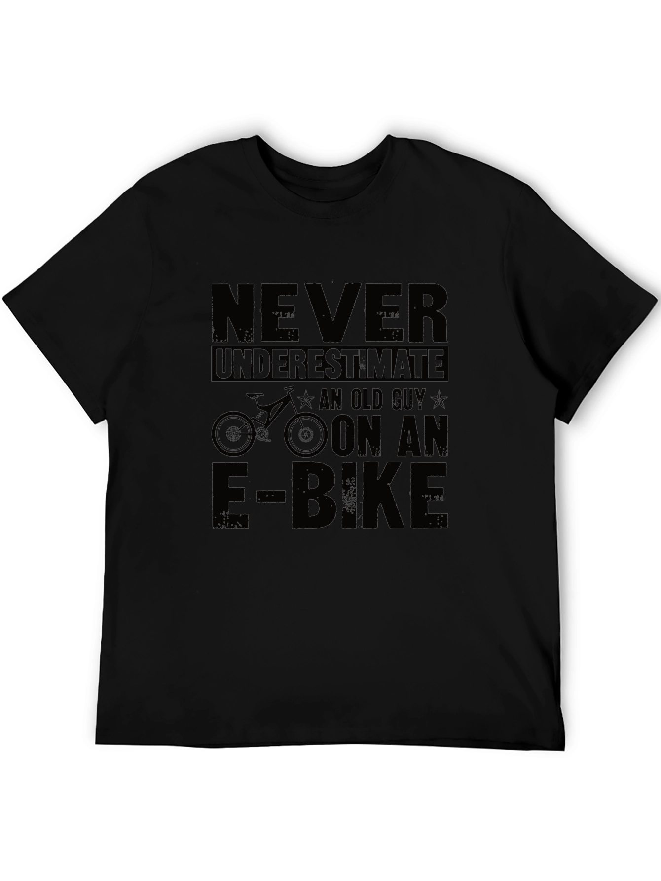 Never Underestimate Old Guy on E-Bike Black T-Shirt