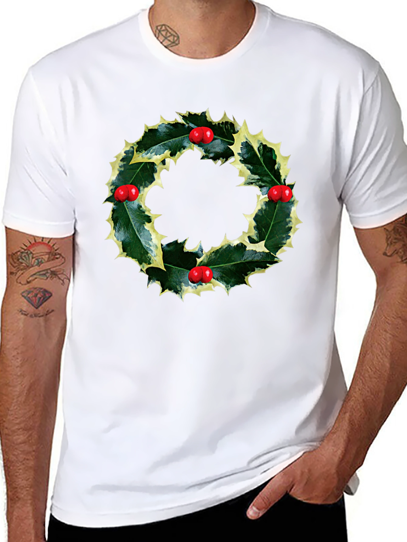 Holiday Holly Wreath Graphic T-Shirt