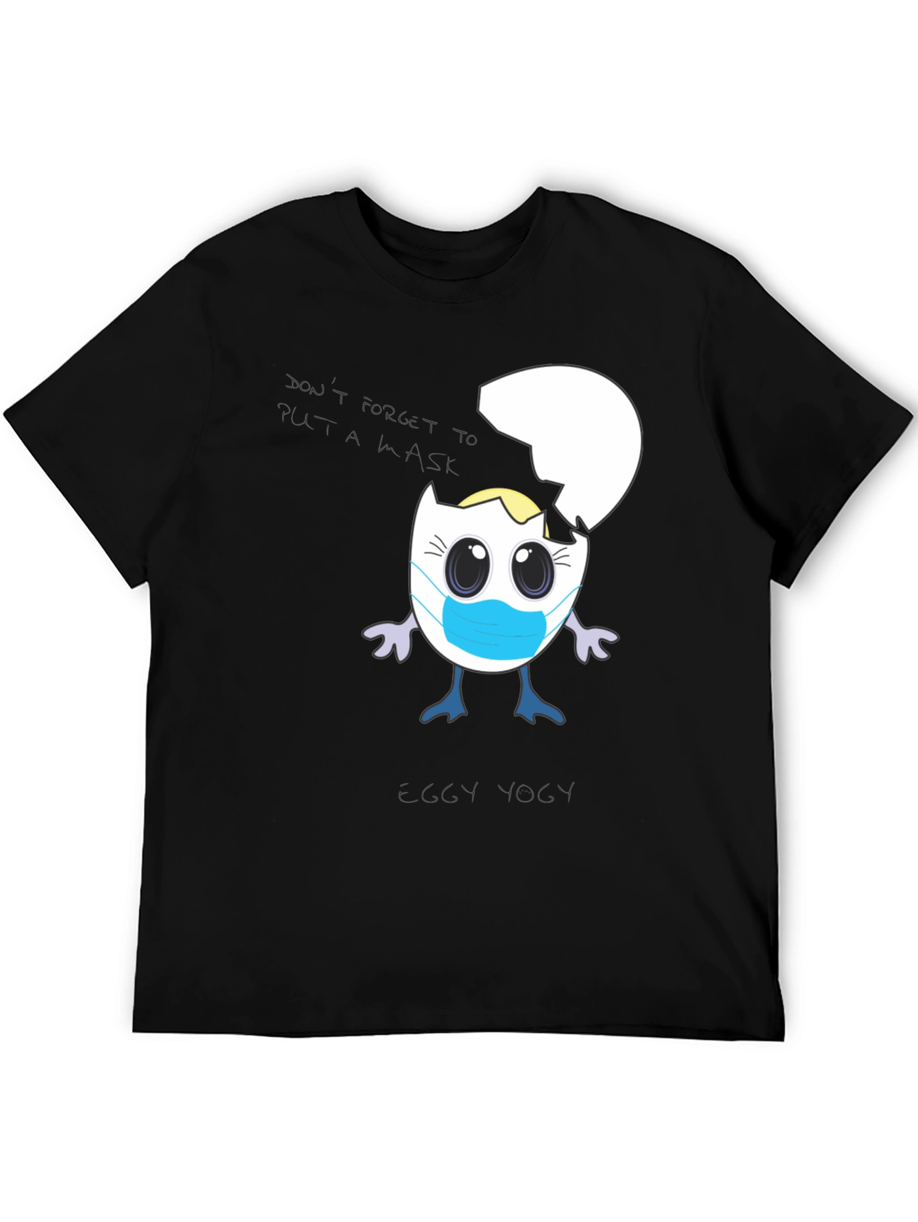 Egggy Yogy Tee: Masked Egg Character Shirt