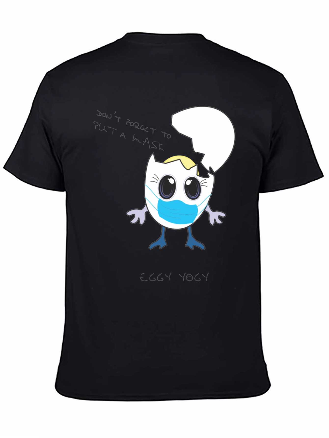 Egggy Yogy Tee: Masked Egg Character Shirt