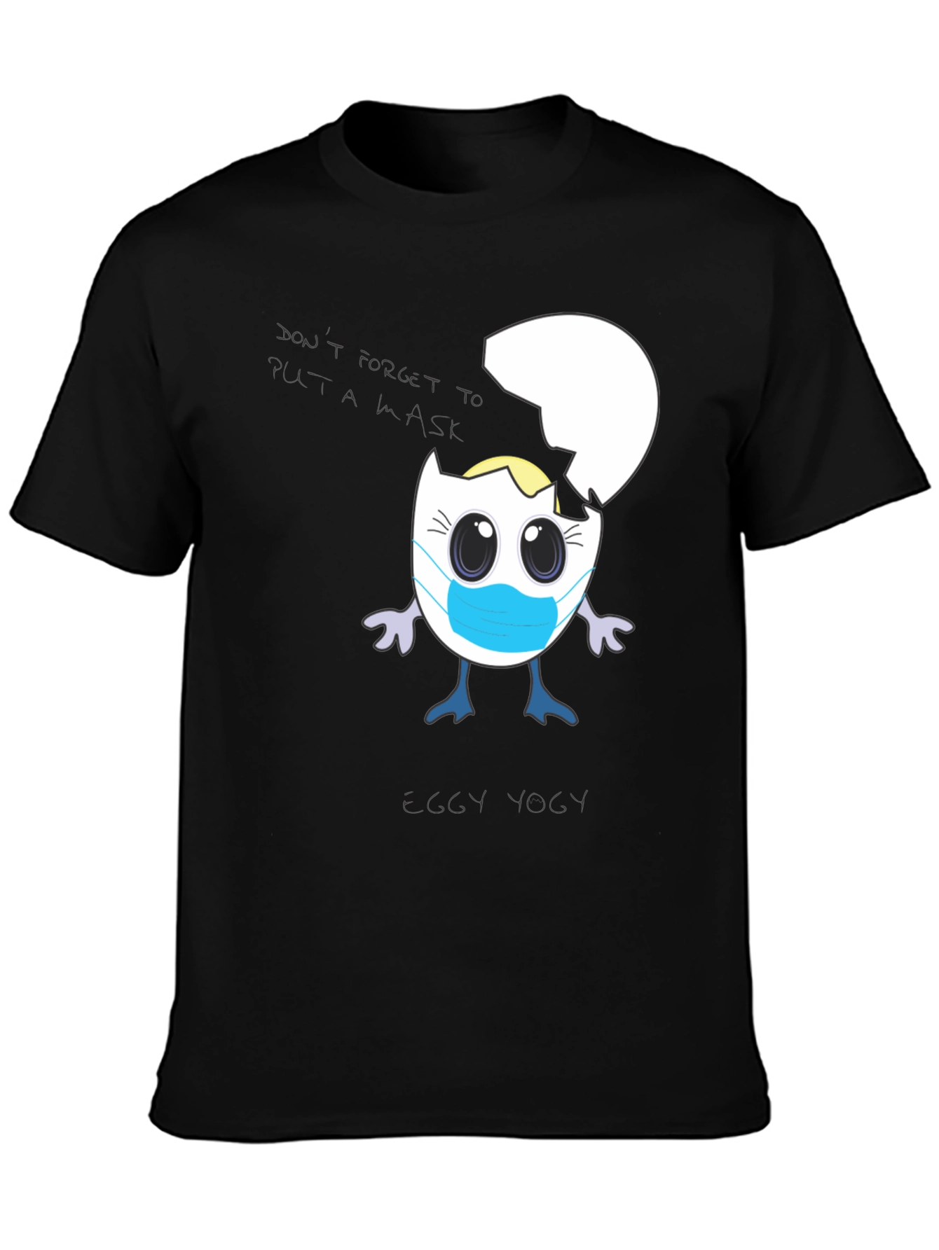Egggy Yogy Tee: Masked Egg Character Shirt