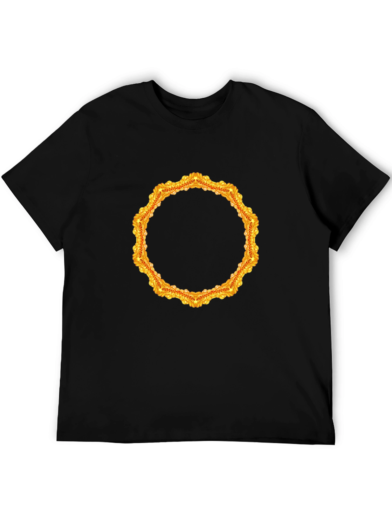 Gold Ornamental Frame Black T-Shirt