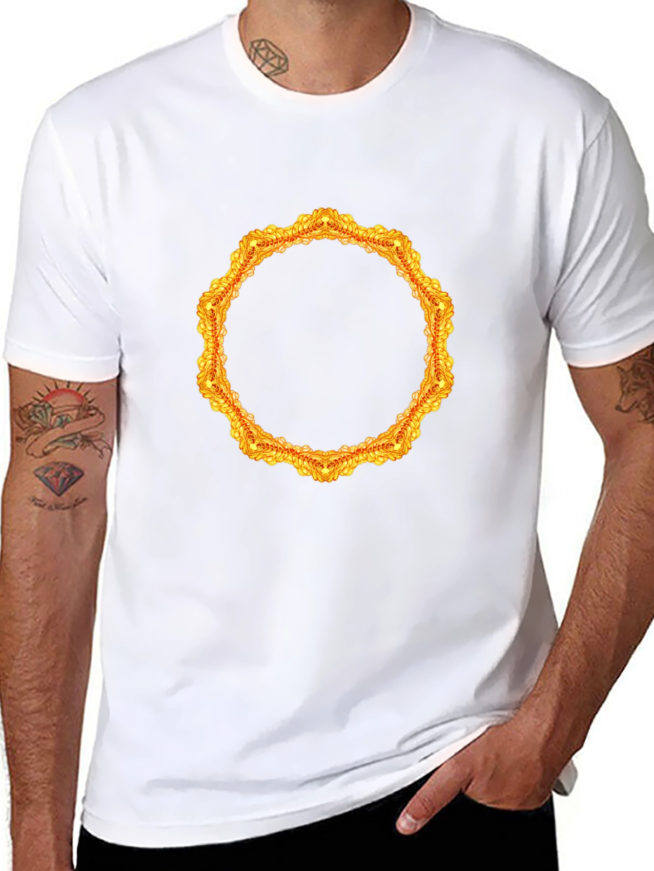 Gold Ornamental Frame Black T-Shirt