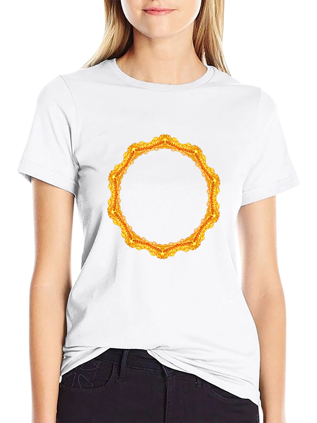 Gold Ornamental Frame Black T-Shirt