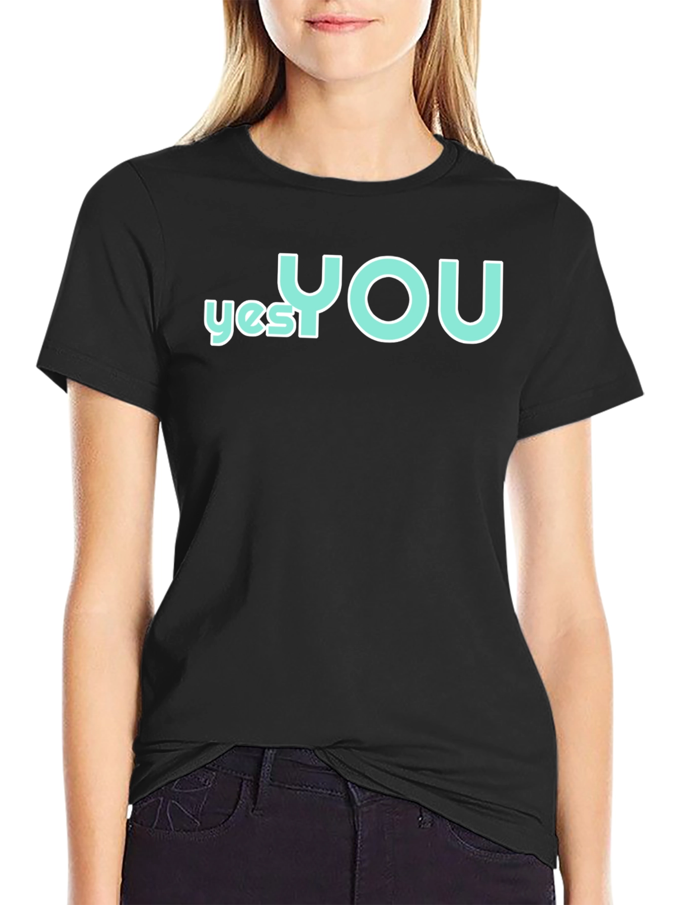 Yes You T-Shirt - Crew Neck - Black