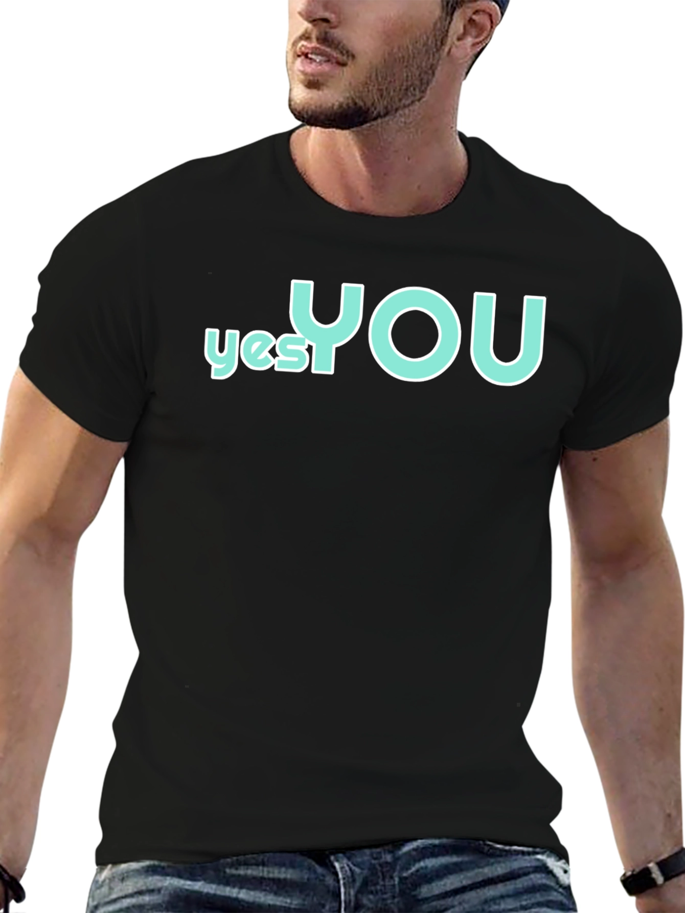 Yes You T-Shirt - Crew Neck - Black